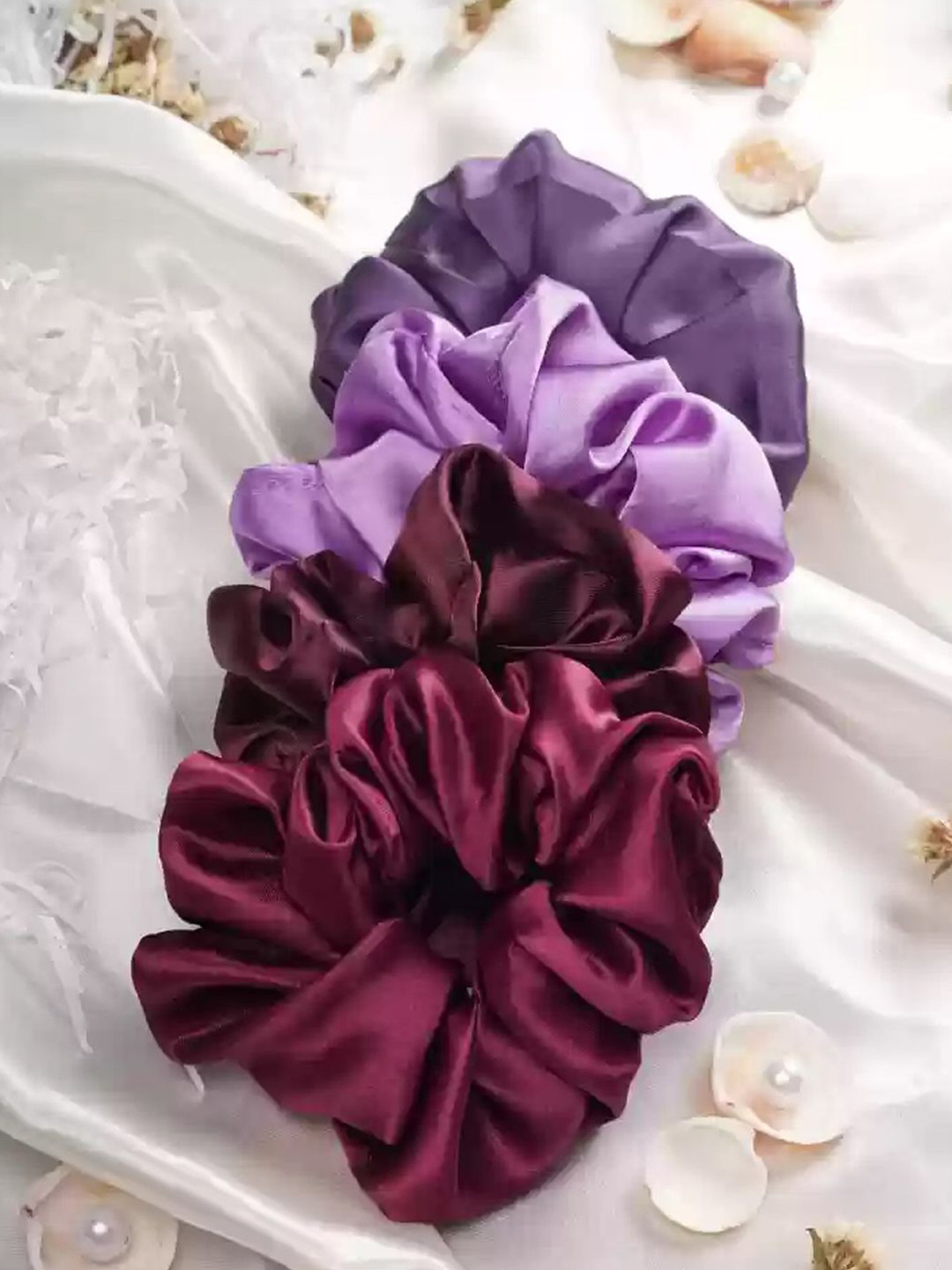 LYKAA Set of 4 Assorted Premium Silk Satin Scrunchies