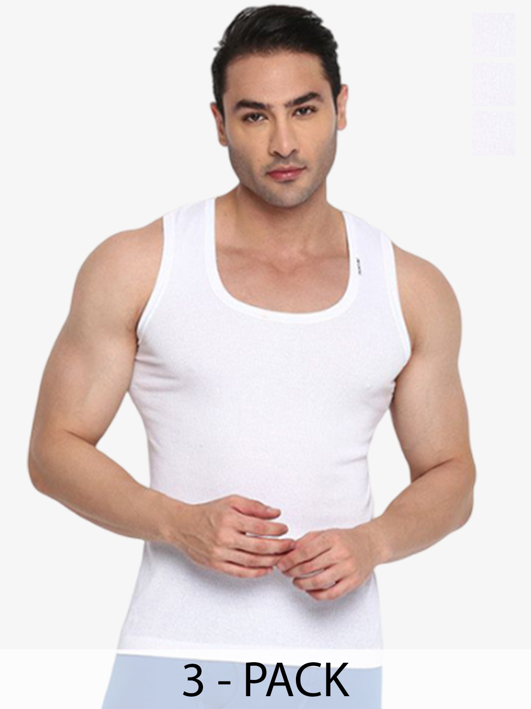 COLORS by Rupa Frontline Pack Of 3 Pure Cotton Undershirt Colors-Alaska-203-White-RN-3-80 Vest