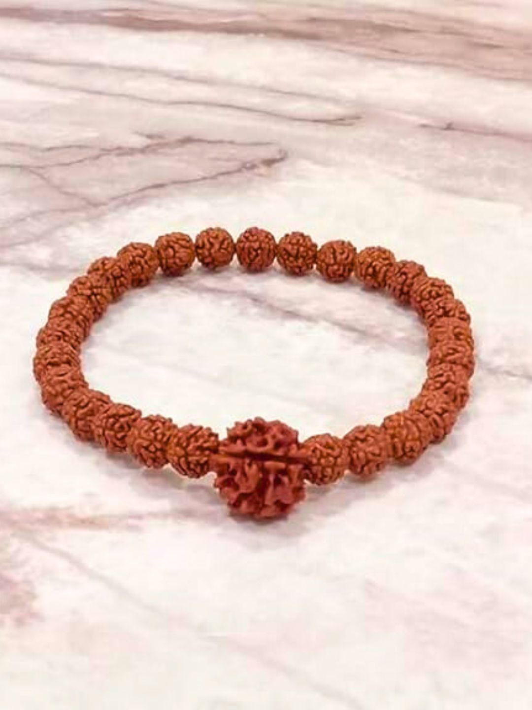 The Roadster Lifestyle Co Men Natural Panch Mukhi Rudraksha  Evil Eye Stretchable Bracelet