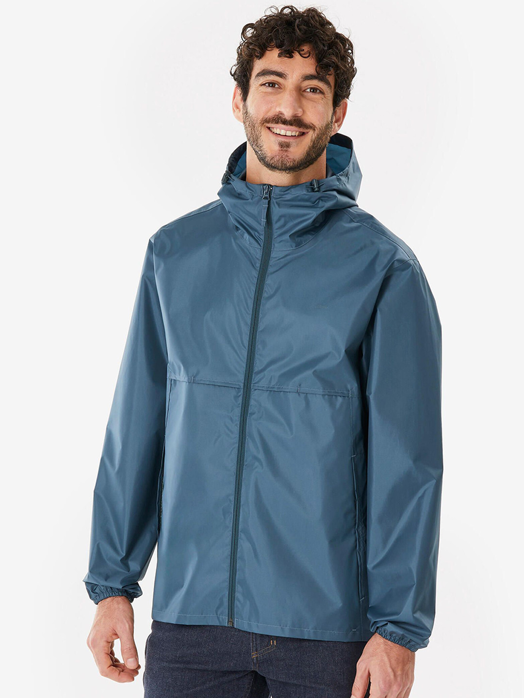 Decathlon QUECHUA Men Waterproof Fullzip Raincoat Blue