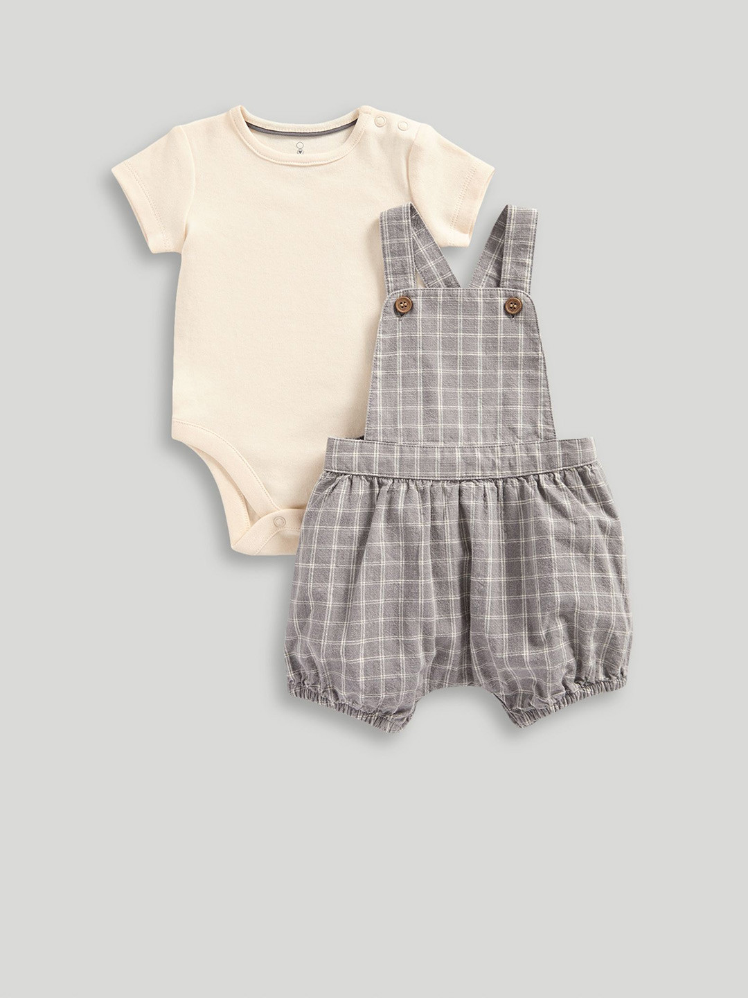 Mothercare Infants Checked Dungarees With Bodysuit