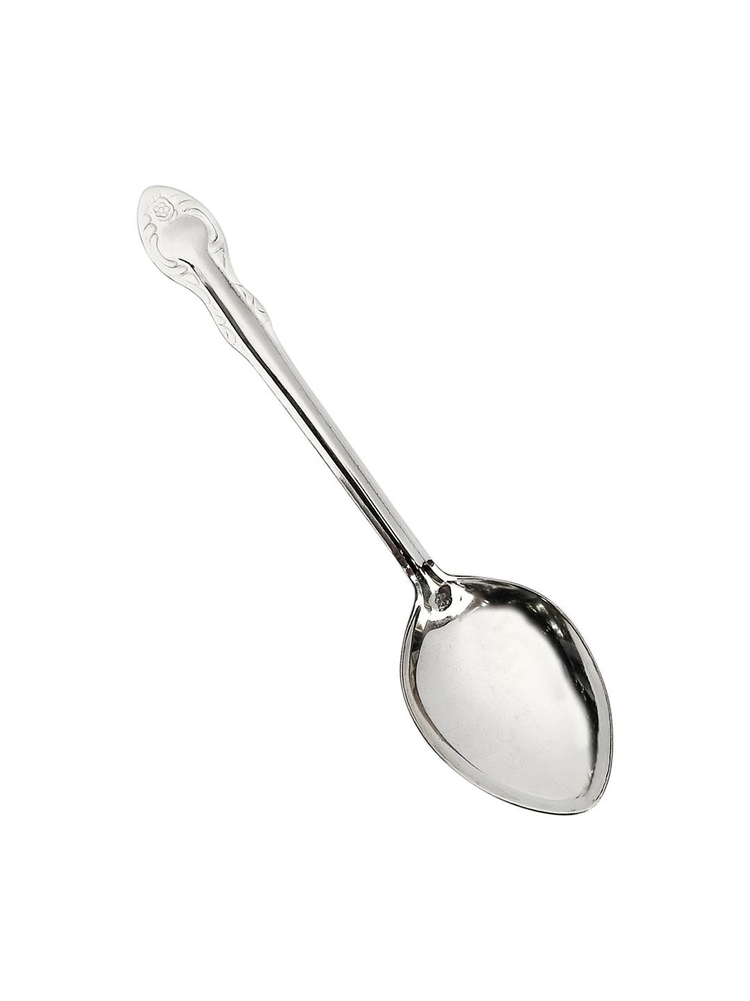 Kuber Industries Silver Stainless Steel Ladle Karchhi For Cooking Stirring Food Serving