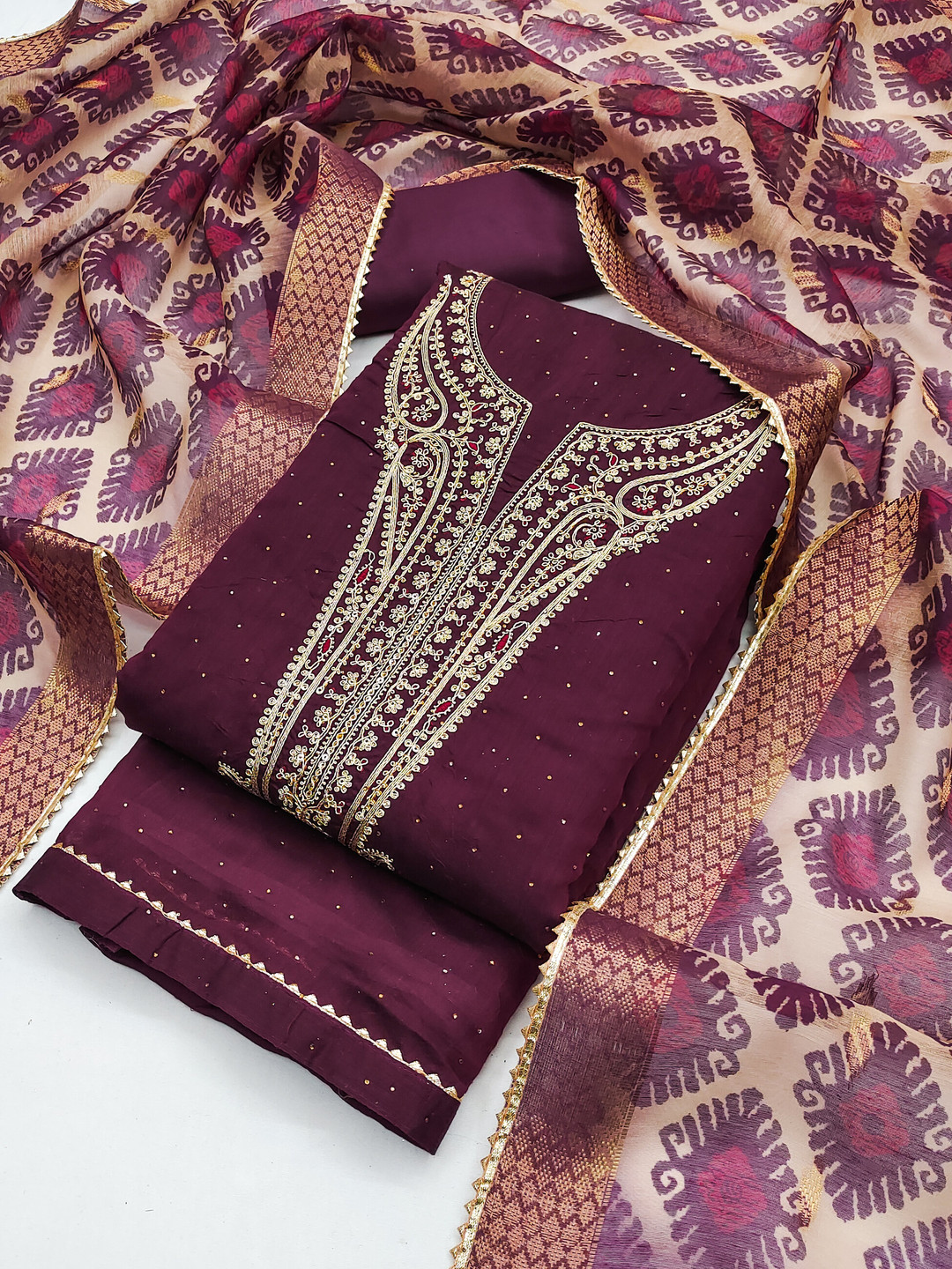 TAVAS Embroidered Unstitched Dress Material