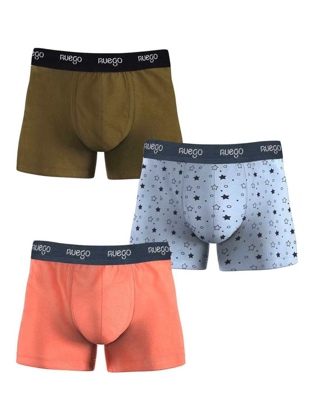 Nuego Kids Boys Pack Of 3 All Over Print Pure Cotton Boxers
