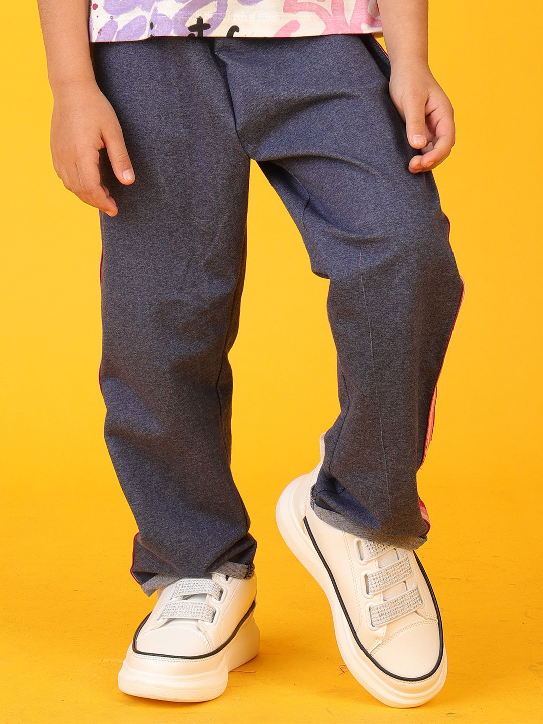 Anthrilo Boys Summer Blue Melange Side Tape Jogger