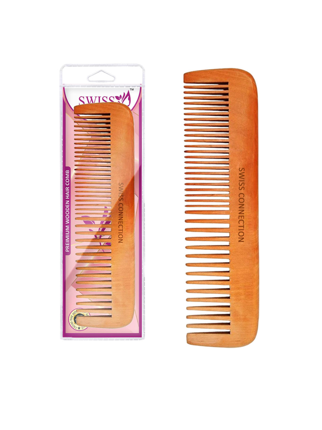 Swiss Connection Unisex Premium Wooden Hair Comb - 139 Brown