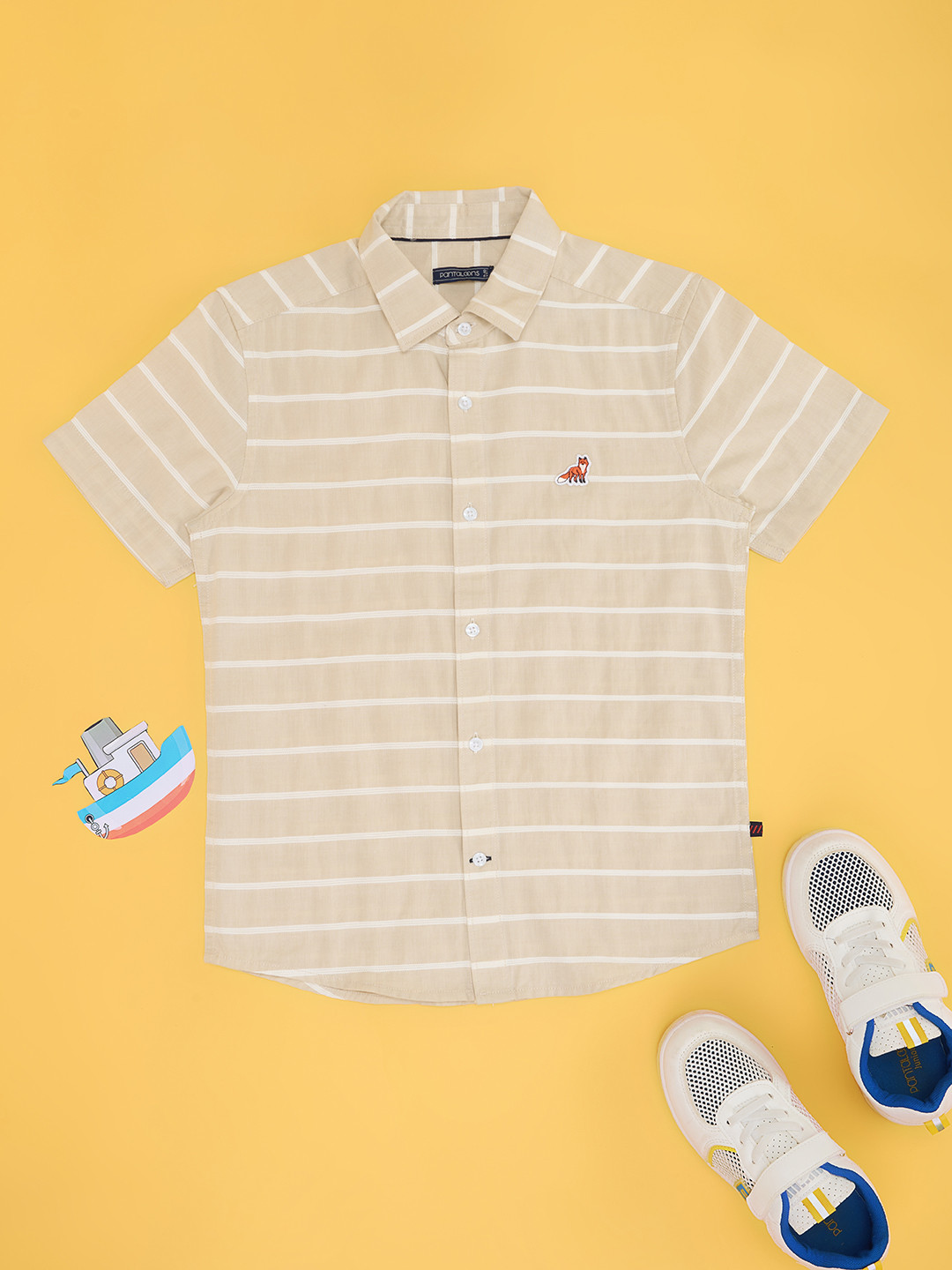 Pantaloons Junior Boys Horizontal Stripes Opaque Party Shirt