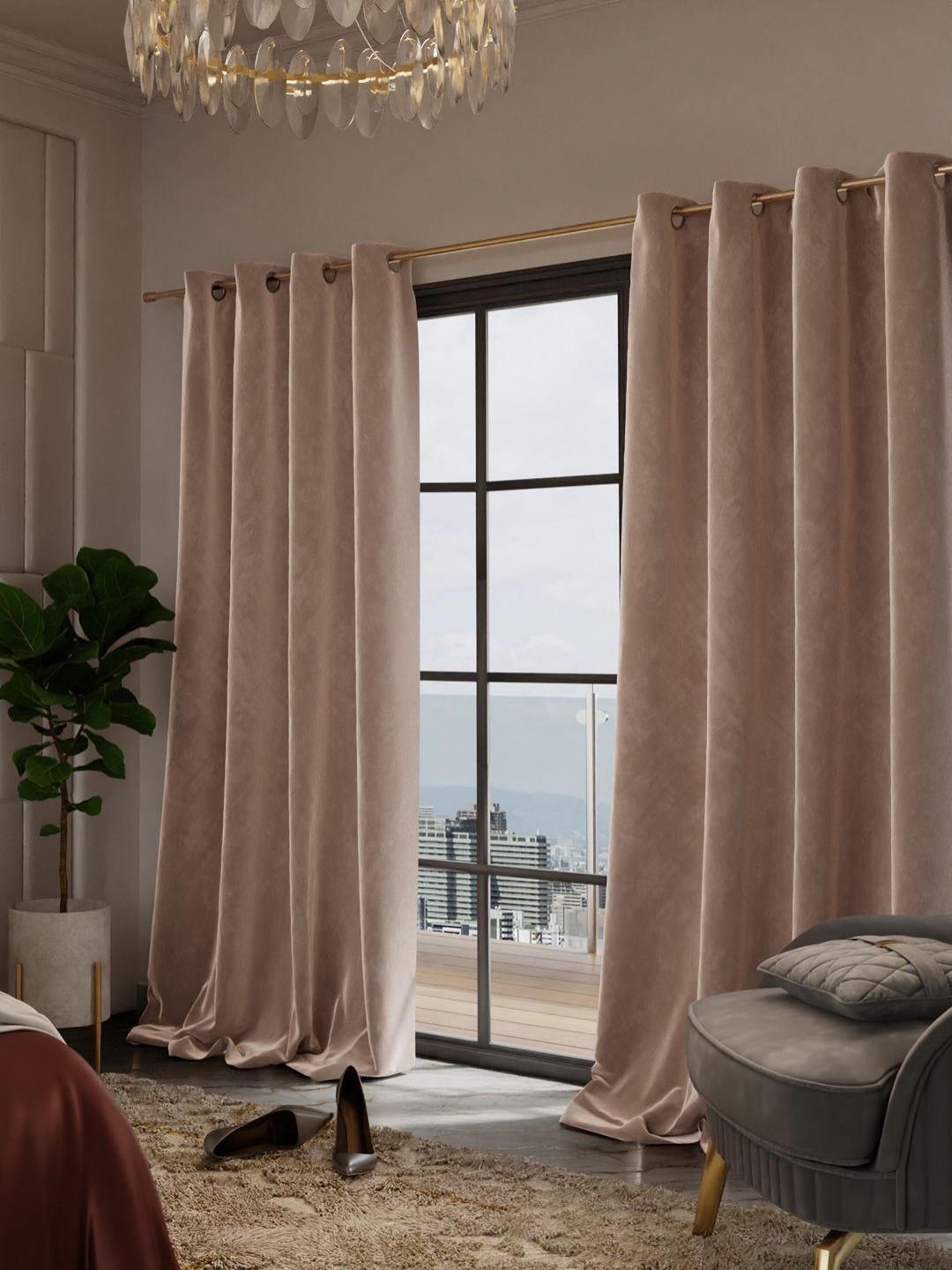 Stoa Paris Date Night Brown Set of 2 Door Curtains
