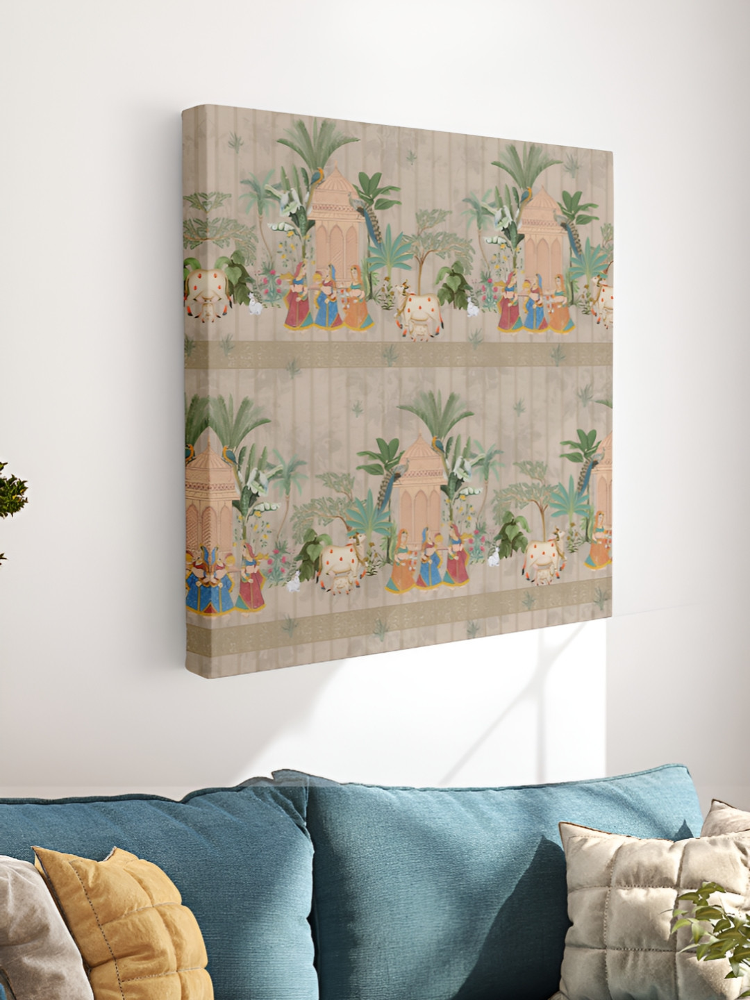 Myntra Elegant Homes Beige & Green 1 Piece Canvas Other Wall Paintings