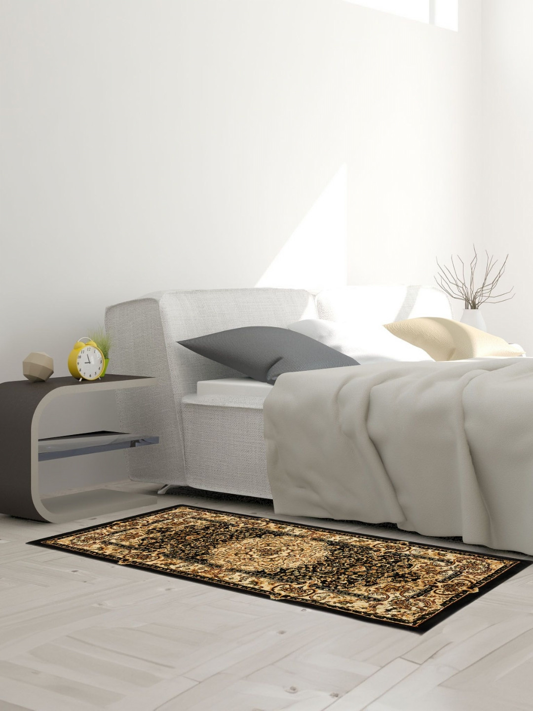 OBSESSIONS Black & Beige Ethnic Motif Printed FloorRunners