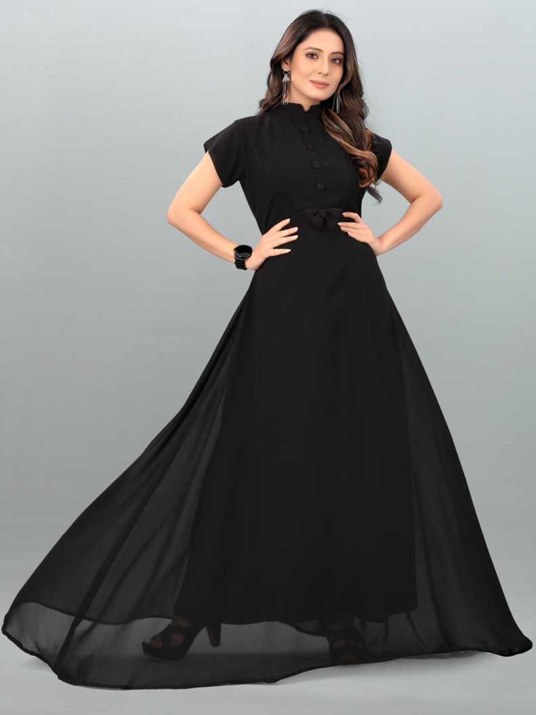 Raiyani Fashion Applique Georgette Fit & Flare Maxi Dress
