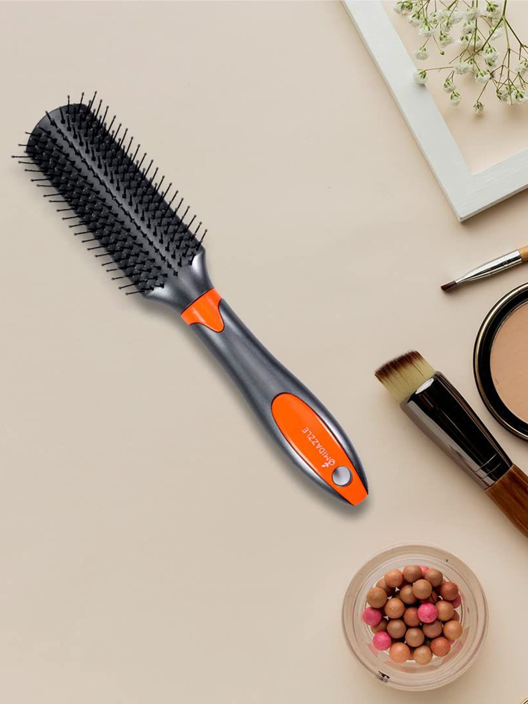 Omidazzle Premium Paddle Flat Growing Hair Brush - Black - MDHB00005