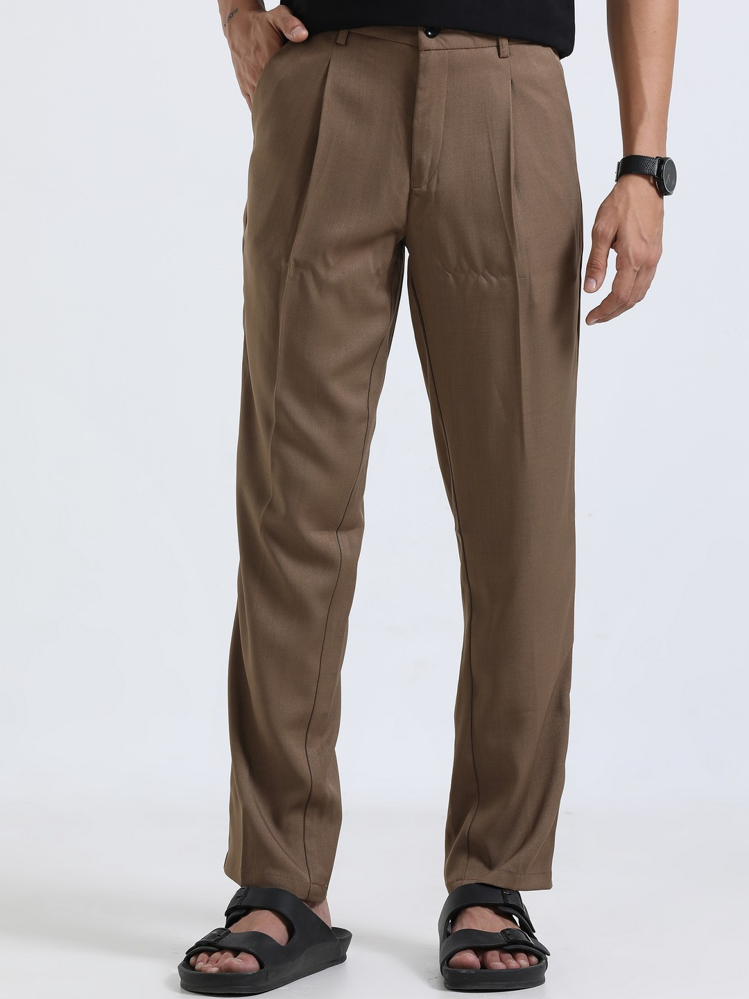 THE BEETEL HOUSE Men Relaxed Straight Fit Bon Voyage Pleated Trousers