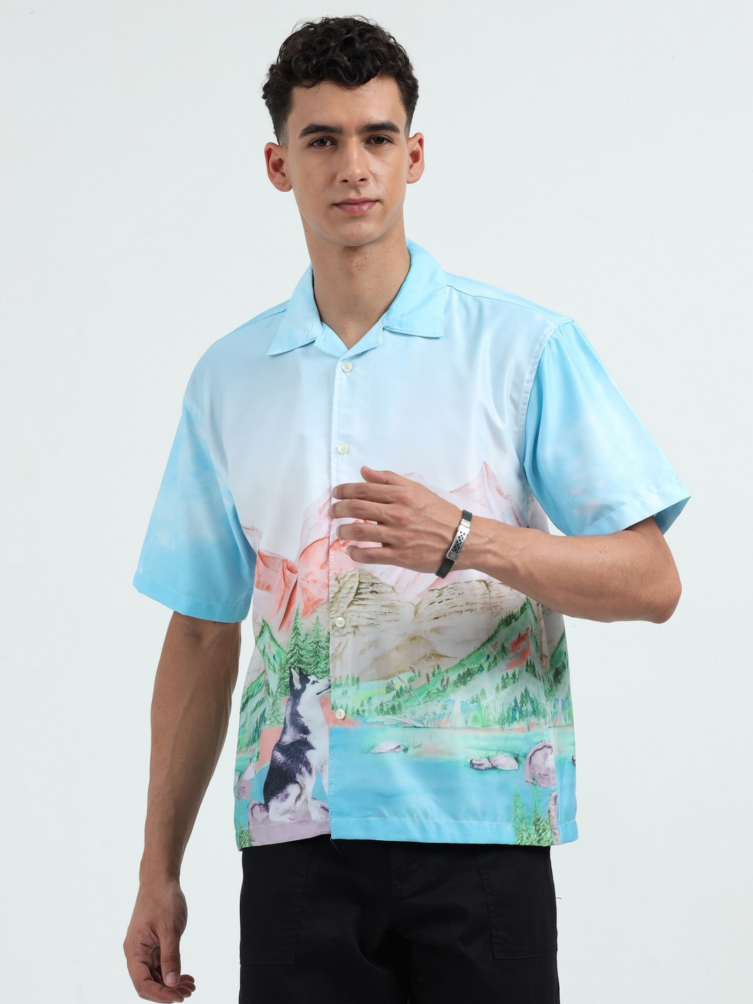 THE BEETEL HOUSE Men Relaxed Satin Vagabond Printed Oversized Casual Shirt