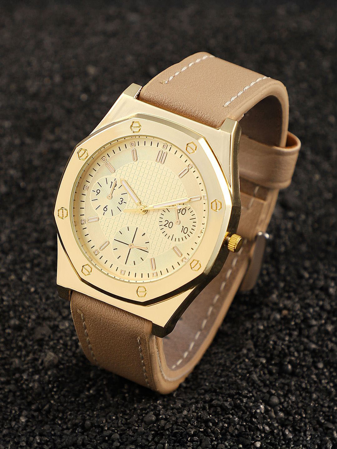 French Accent Men Dial & Leather Straps Analogue Watch SS25_FAWC1048