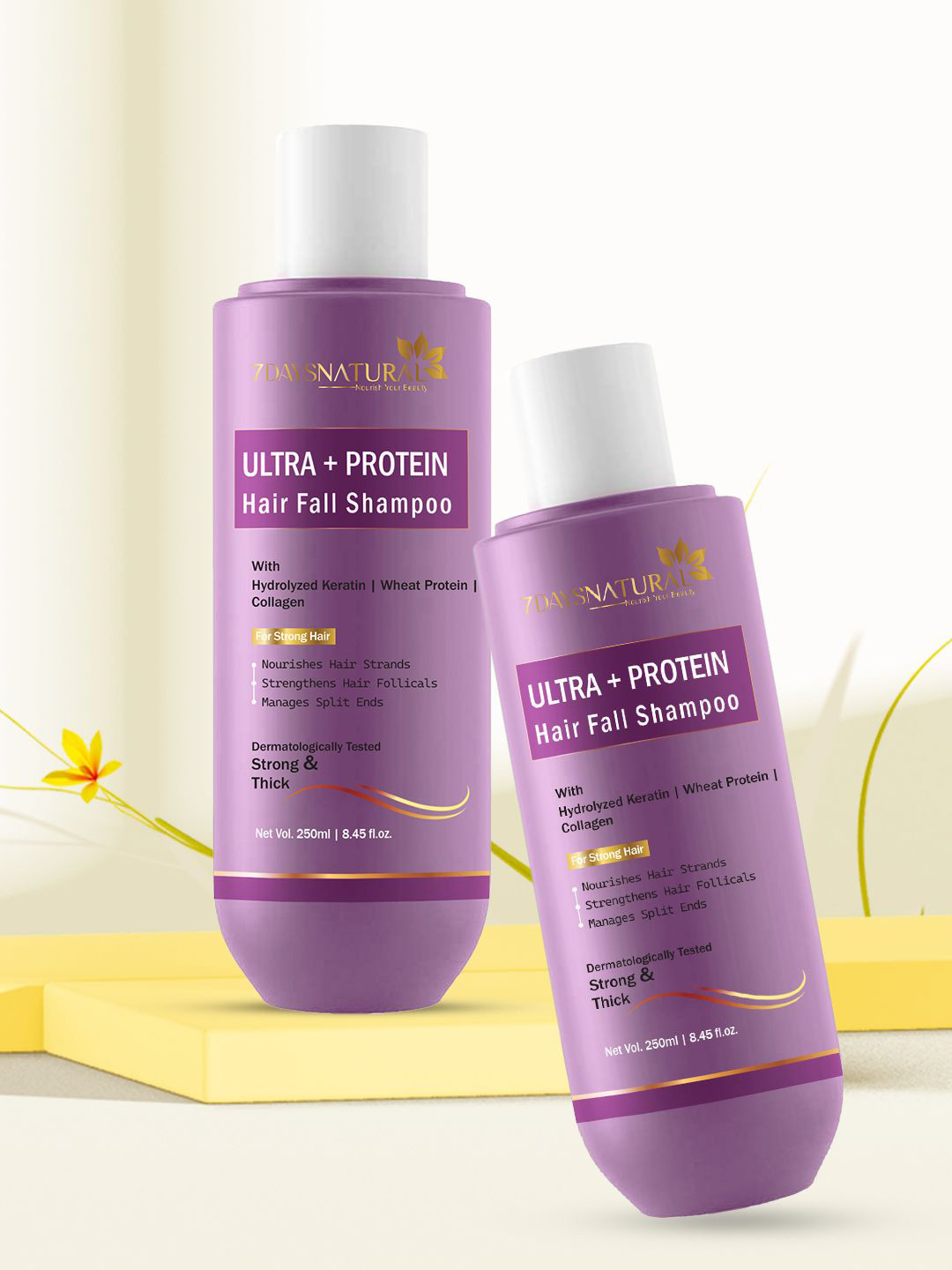 7DAYSNATURAL Natural Nourish Your Beauty Set Of 2 Protein Keratin Hair Fall Shampoo 250 ml Each