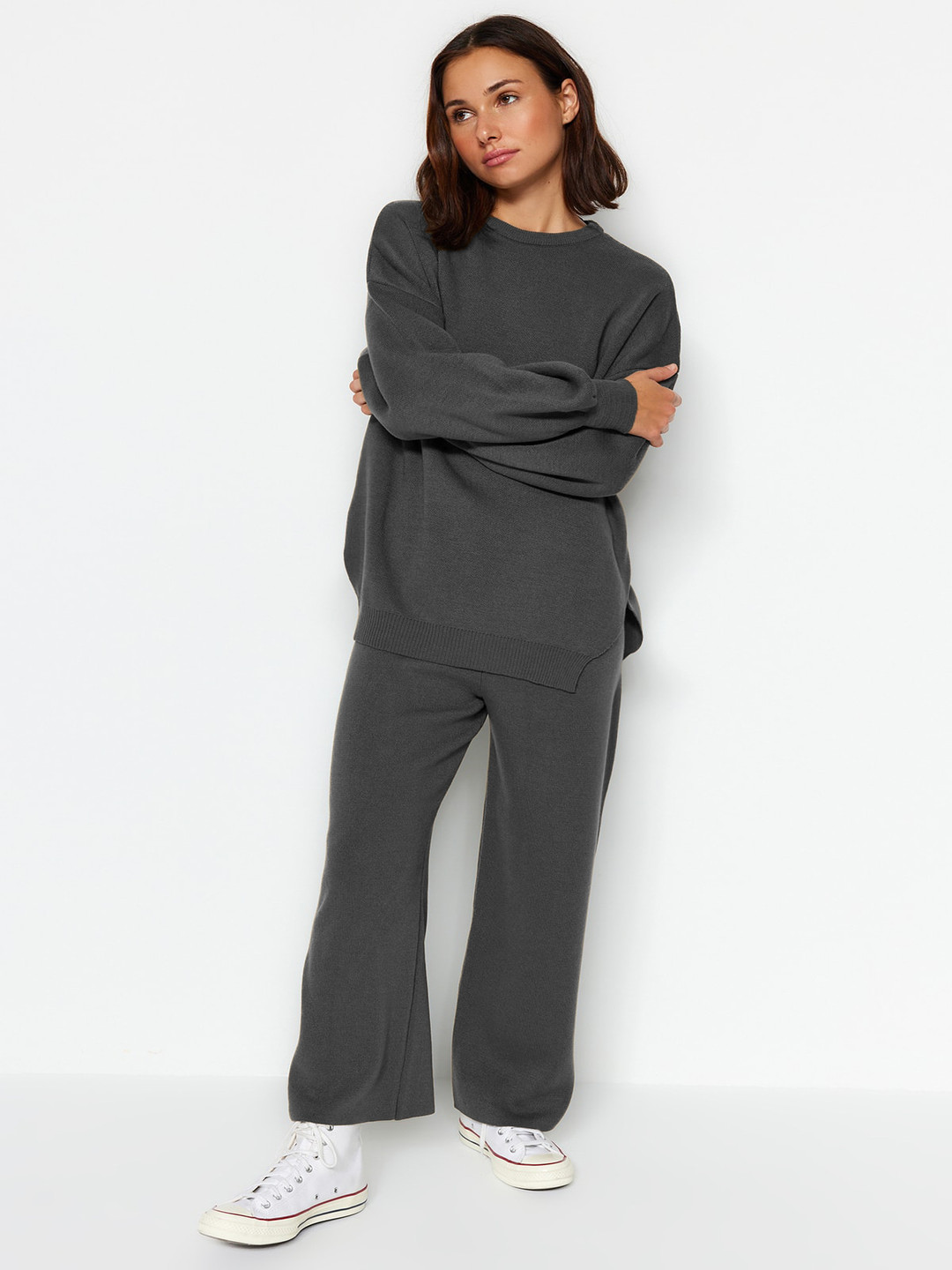 Trendyol Round Collar Long Sleeves Sweatshirt With Trouser Co-Ords