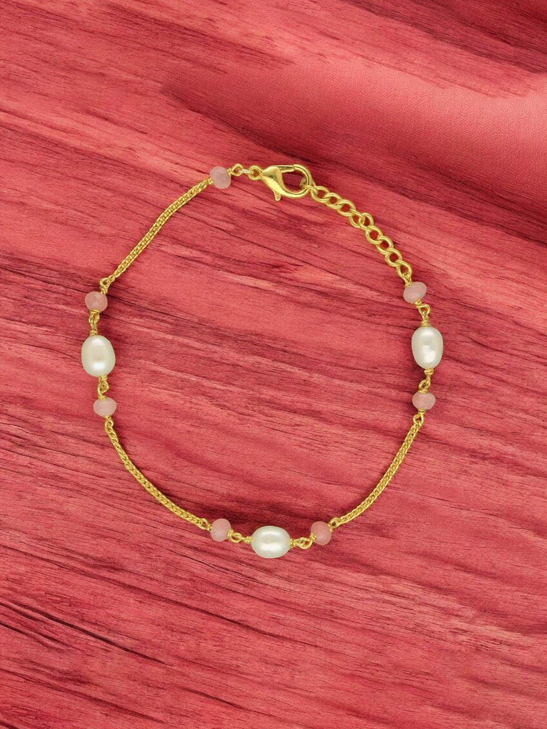 Sri Jagdamba Pearls Dealer Gold-Plated The Dreamer Charm Pearls Studded Bracelet