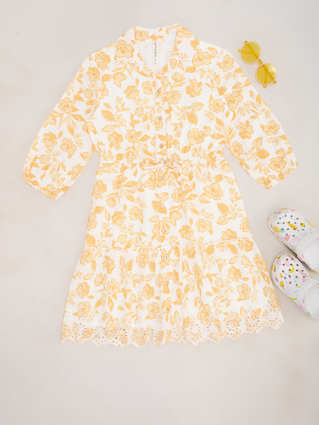 Pantaloons Junior Floral Puff Sleeve A-Line Dress