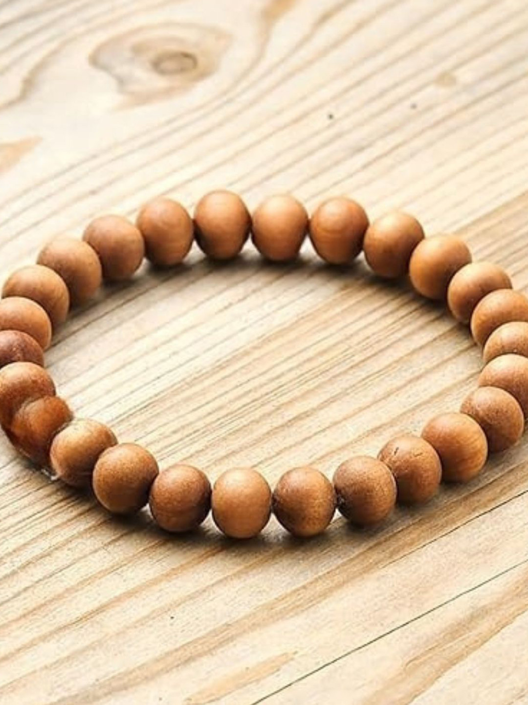 The Roadster Lifestyle Co Natural Sandalwood Beaded Stretchable Bracelet