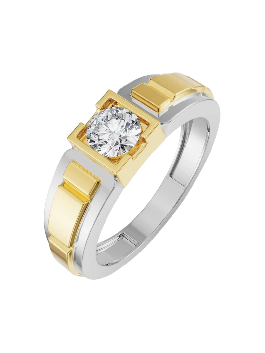 Emori Two-Tone Round Timeless Men's Lab Diamond in 14KT Gold Ring