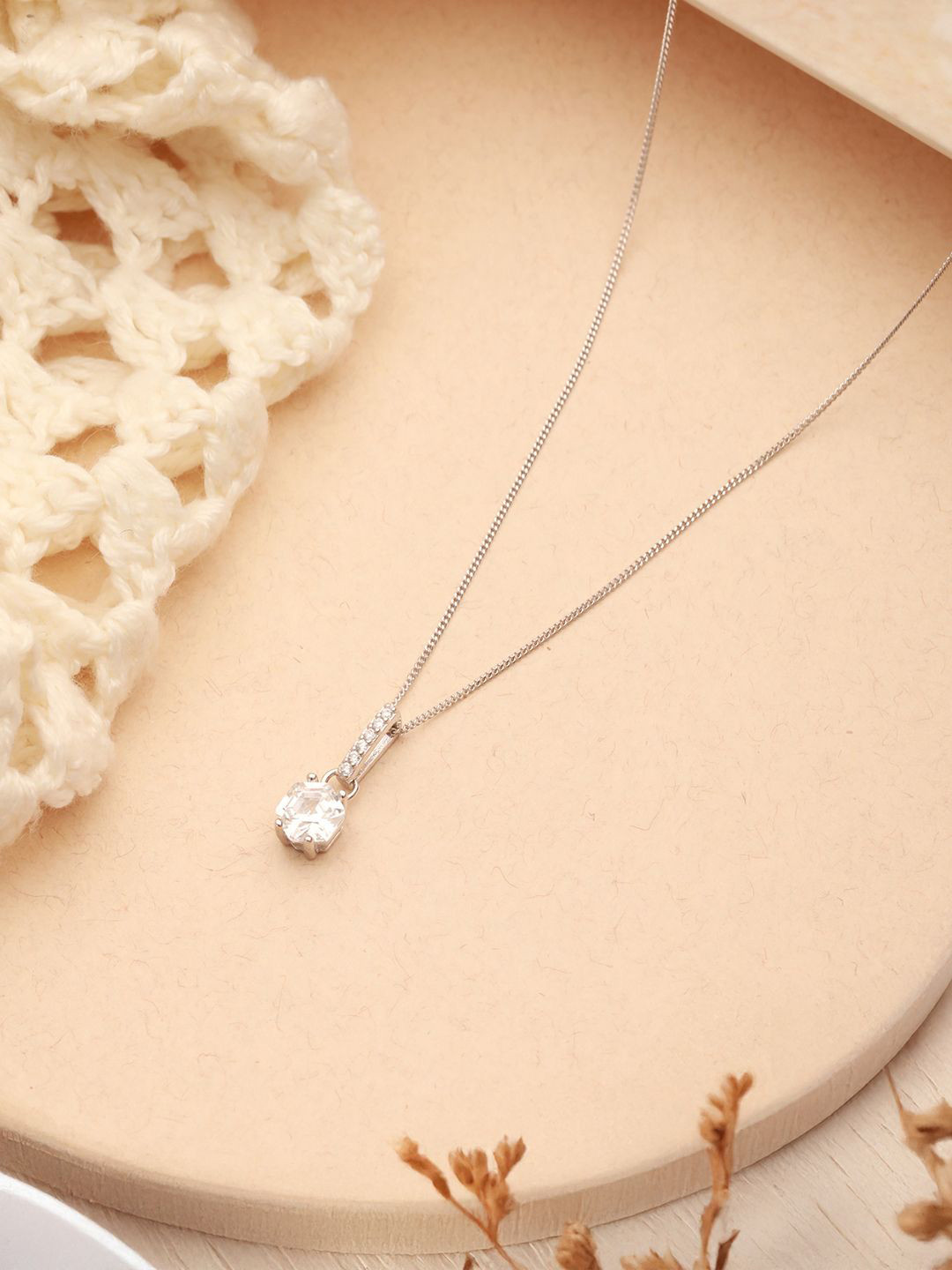 SARAF SILVERETZ 925 Sterling Silver Rhodium-Plated Orbital Star Pendant & Chain