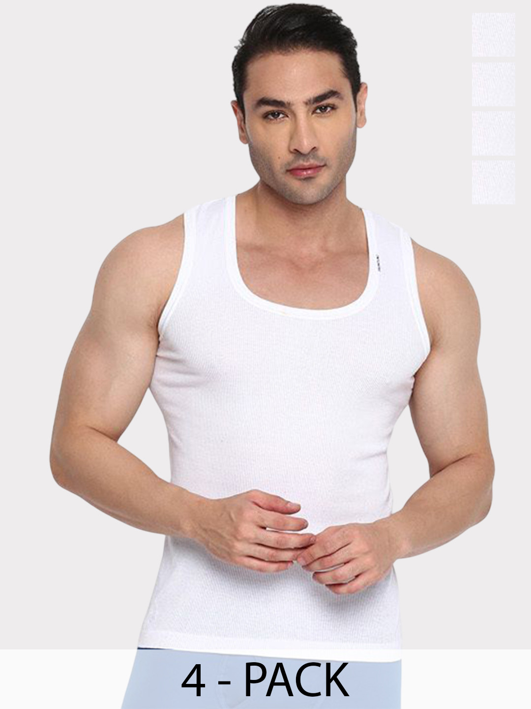 COLORS by Rupa Frontline Pack Of 4 Pure Cotton Undershirt Colors-Alaska-203-White-RN-4-80 Vest