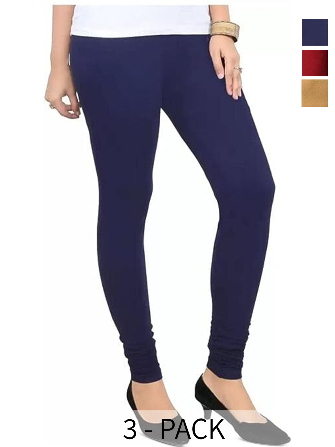 URBAN KANYA Pack Of 3 Mid-Rise Ankle-Length Leggings