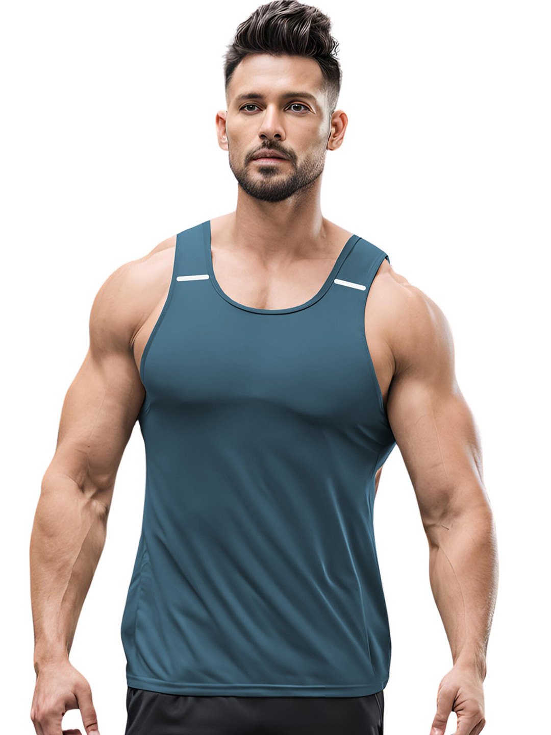 3Colors Quick-Dry Innerwear Gym Vest VEST-NCUT-SHOLUDER LINE-AF BLUE_M