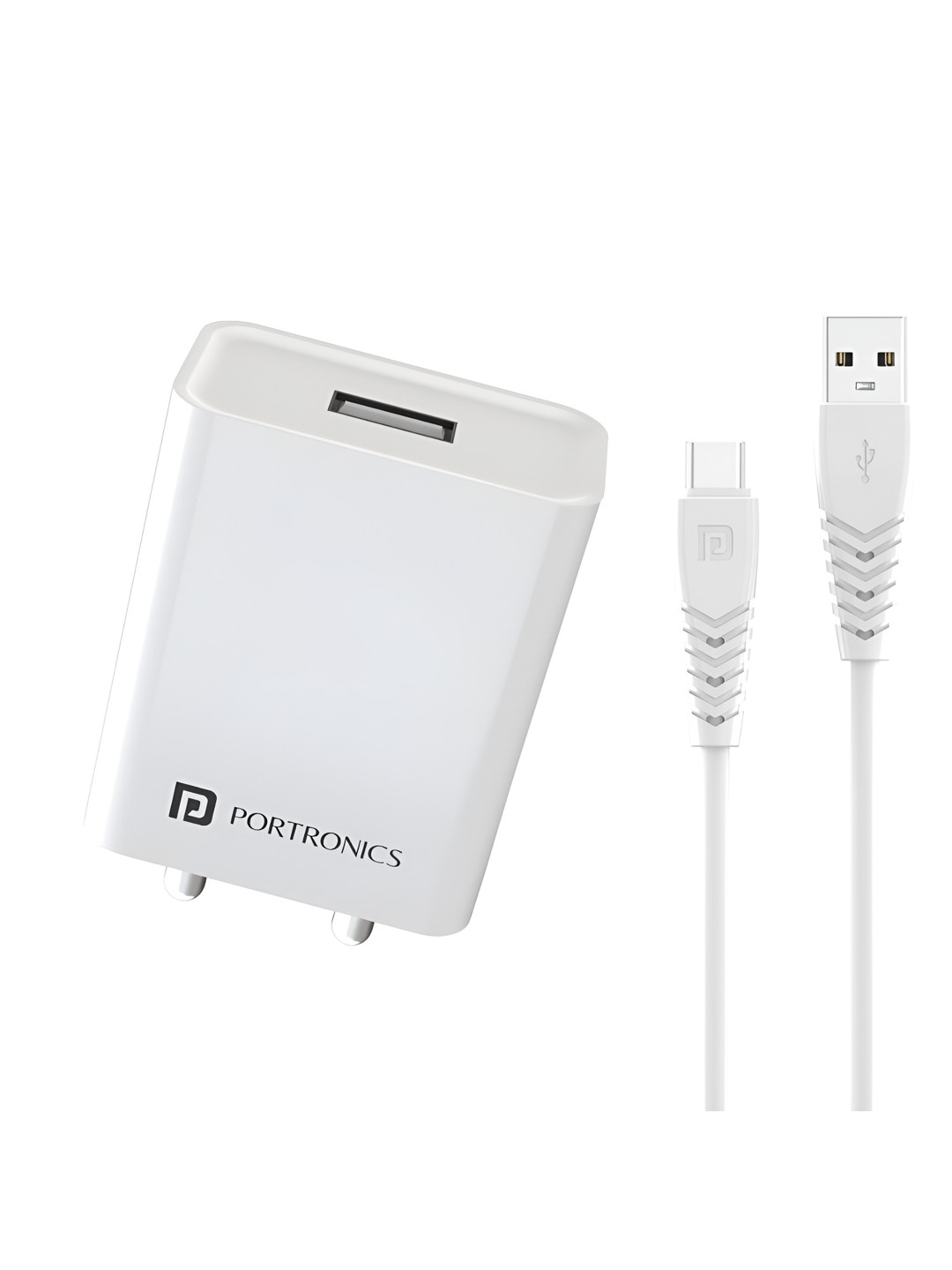 Portronics Adapto 62 C 2.4A 12W Fast Wall Charger With 1M Type C Cable, BIS Certified