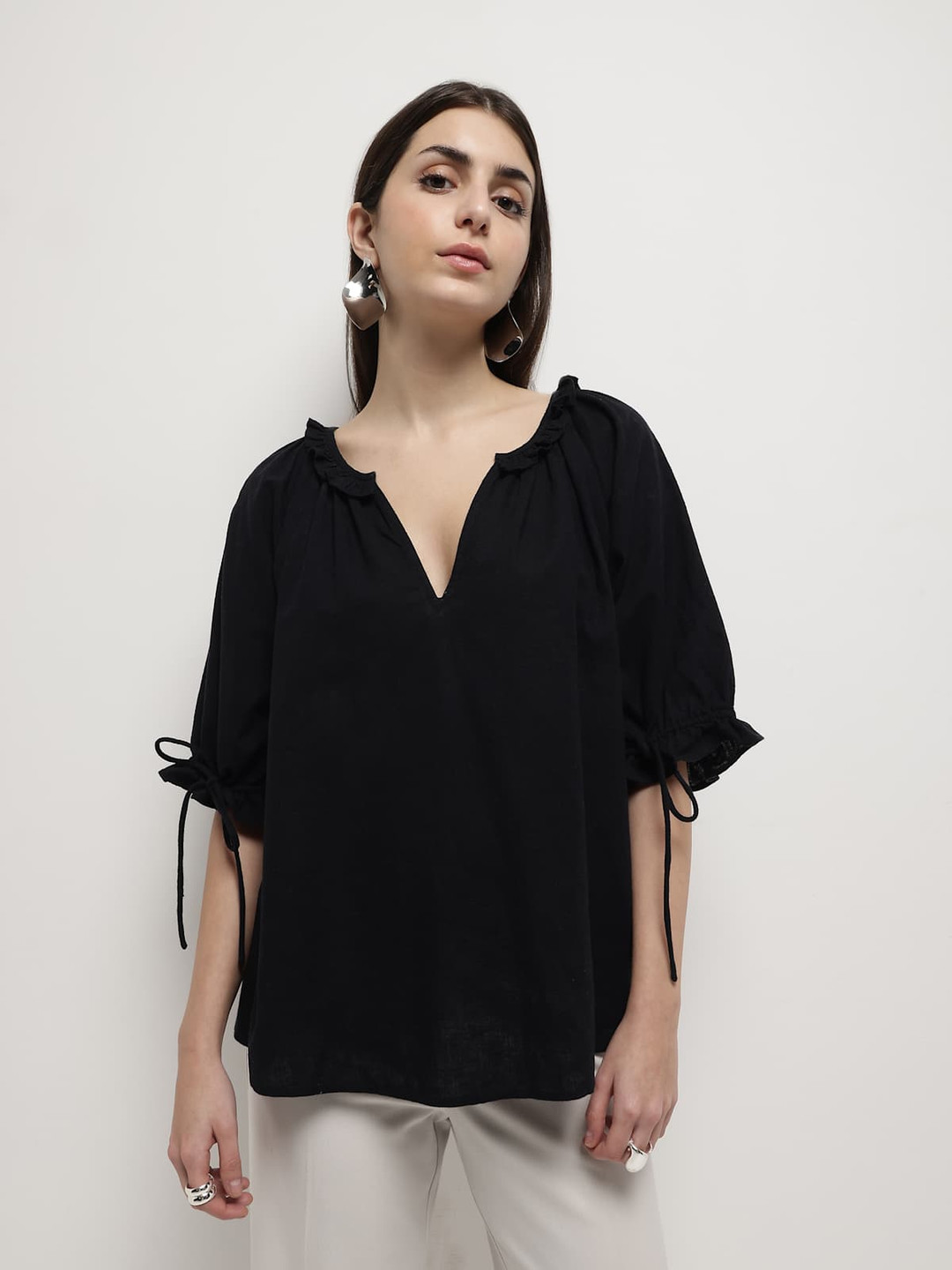 Marks & Spencer Puff Sleeve Linen Top