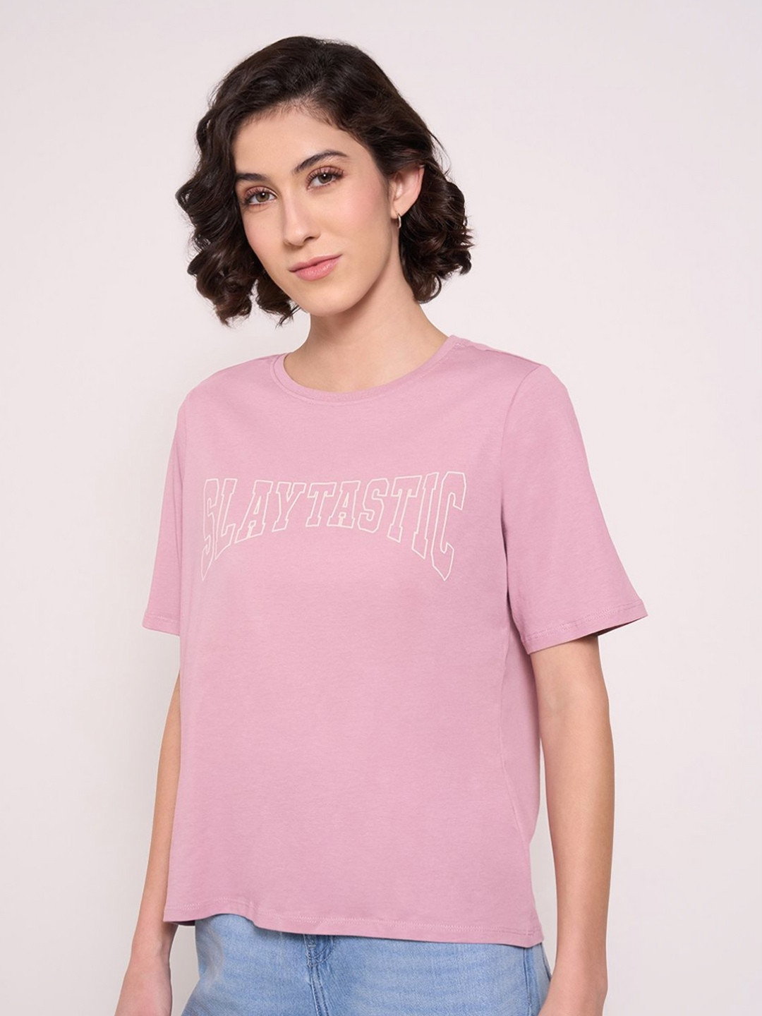 People Women Typography Extended Sleeves Pockets Boxy T-shirt