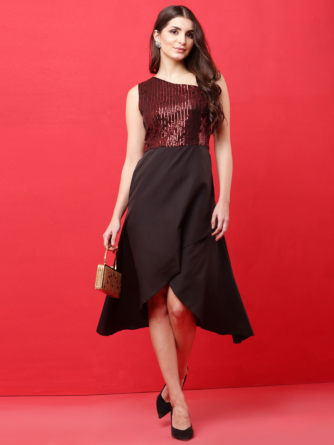 Tushita One Shoulder Crepe A-Line Mini Dress