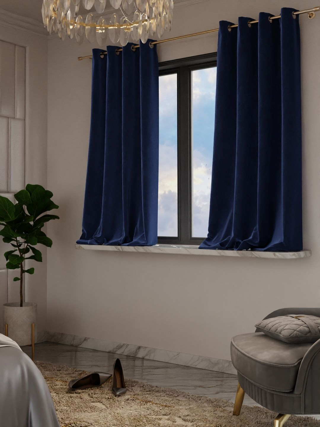 Stoa Paris Date Night Blue Set of 2 Window Curtains