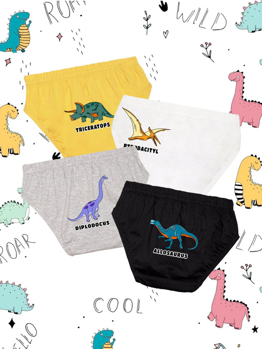 NUSYL Pack Of 4 Boys Printed Cotton Basic Briefs NUBCBRFPO4.0045
