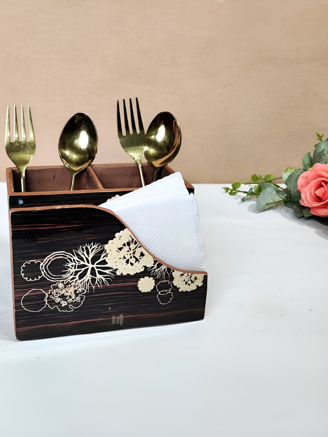 THE HOME CO. Black Wood Tissue Holders