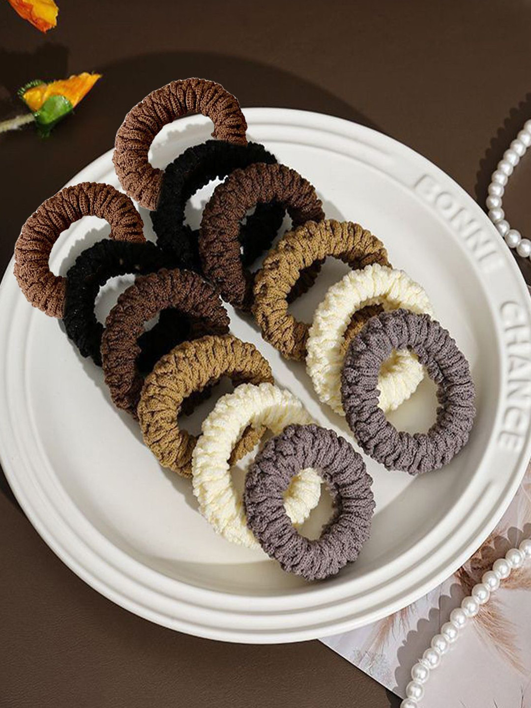 LYKAA Set of 12 Assorted Cotton Stretchable Hair Rubber Bands scrunchies