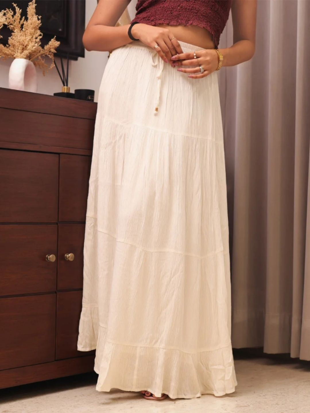Veeralda Crinkled Tiered Maxi Skirt