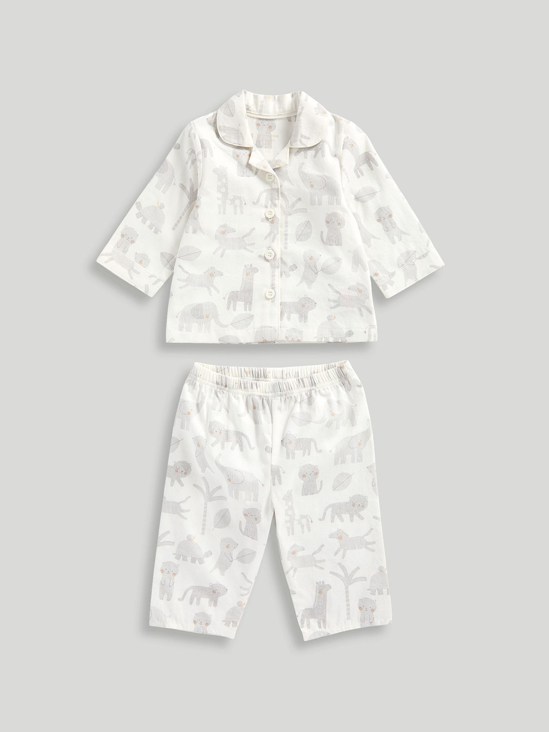 mothercare Kids Animal Printed Pure Cotton Shirt With Pyjamas