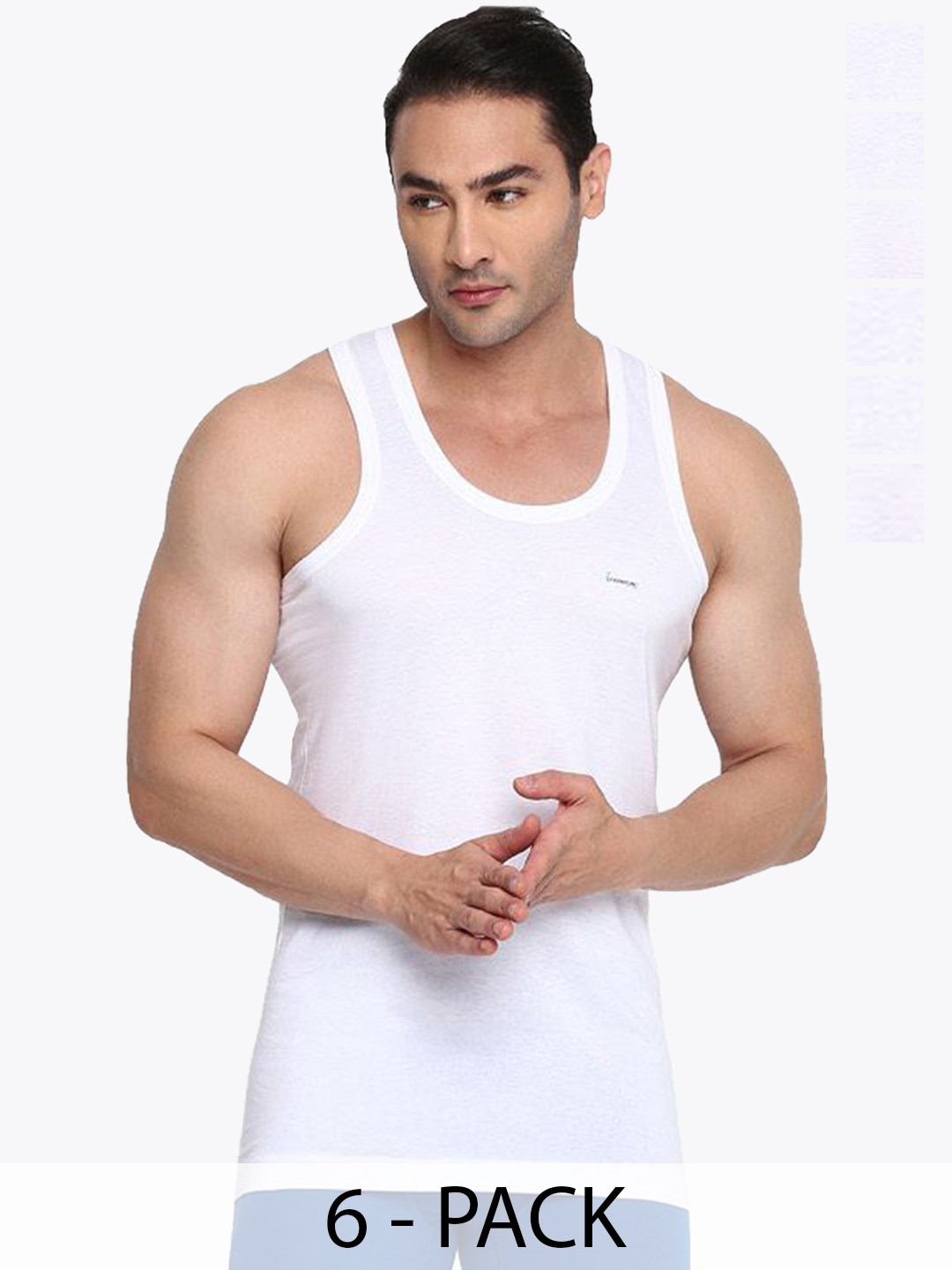 COLORS by Rupa Frontline Pack Of 6 Undershirt Vests Colors-Alaska-201-White-RN-6-75
