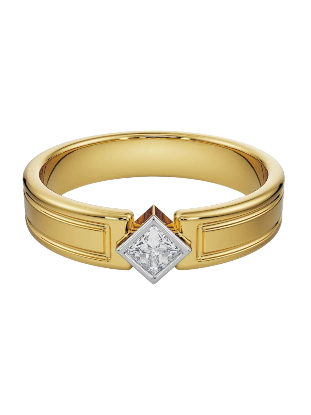 Emori Tilted Princess Cut Wedding Lab Diamond Band in 18KT Gold