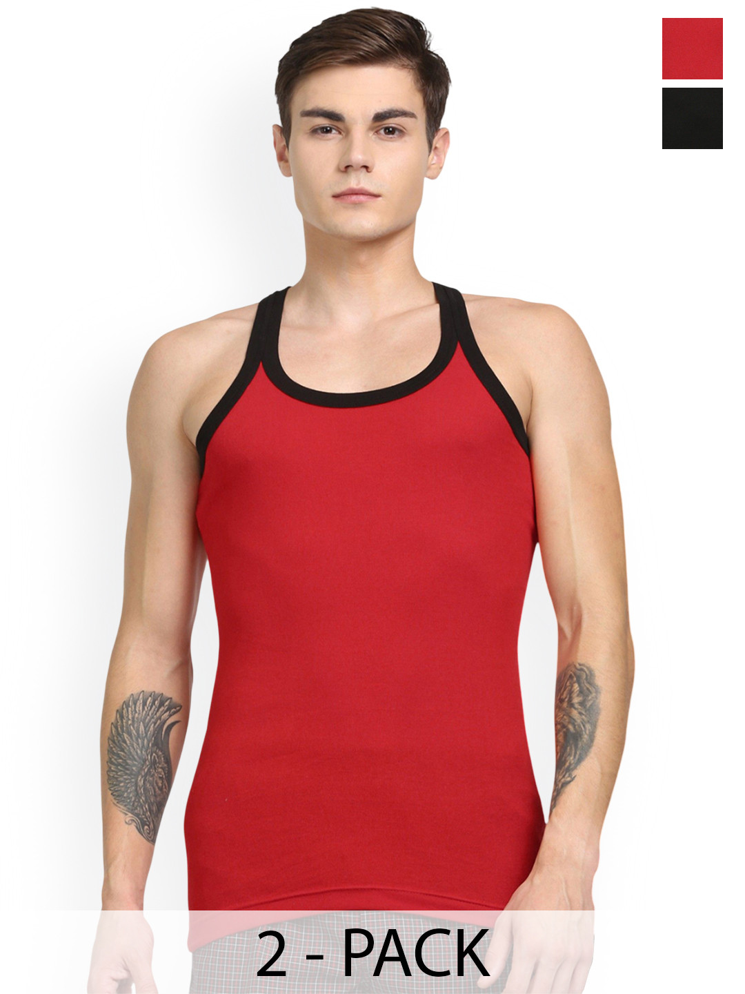 Rupa Jon Pack Of 2 Assorted Pure Cotton Gym Innerwear Vests Jon-Obamaa-Gym-Vest--2-75