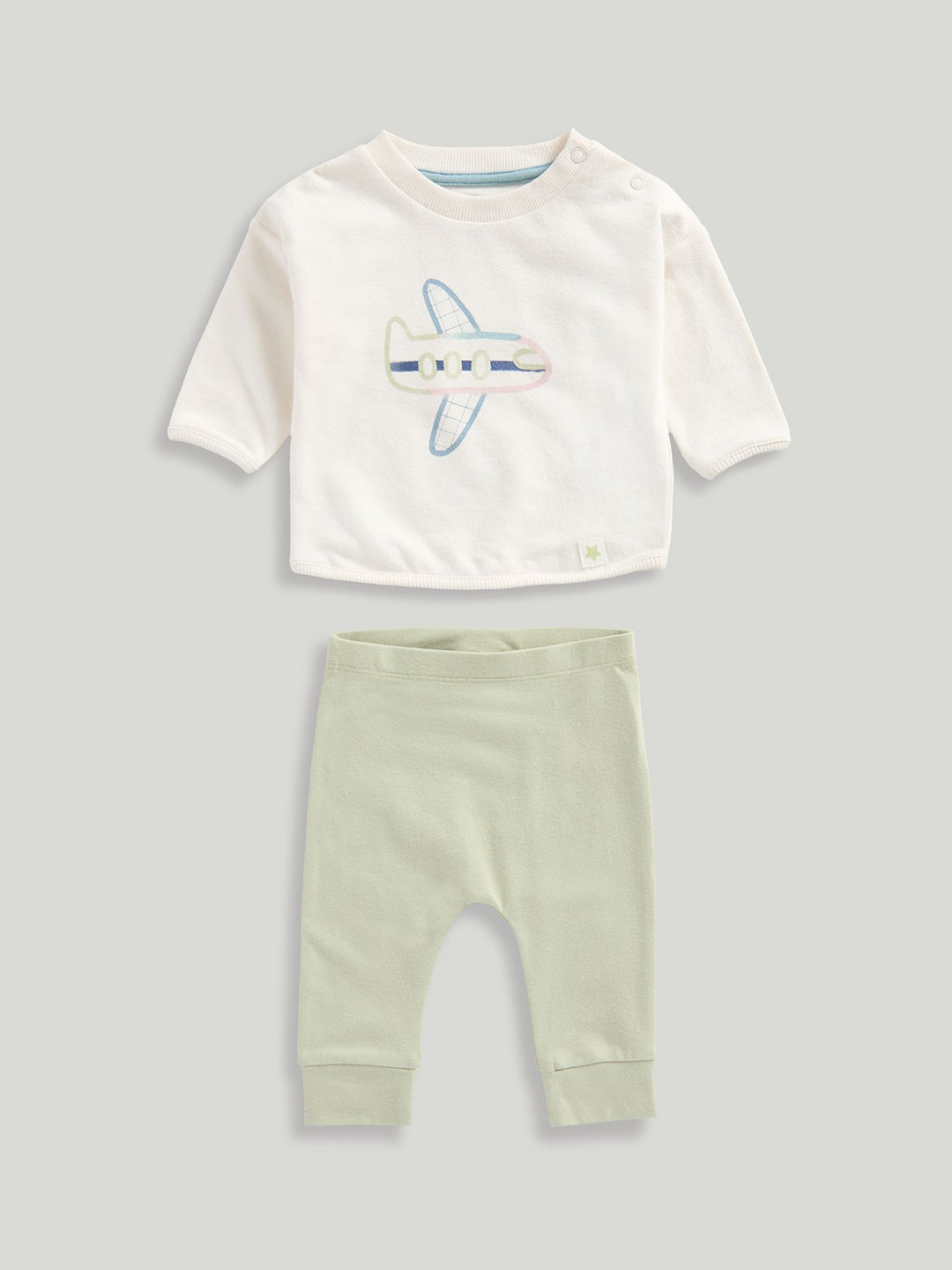 mothercare Boys 2-Piece Tiny Traveller Classic Aeroplane Pure Cotton Jogger Set