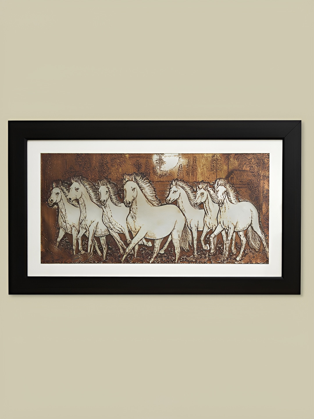 SHREE KALA HOME DECOR Brown & White 1 Piece Synthetic Wood Birds and Animals Wall Paintings