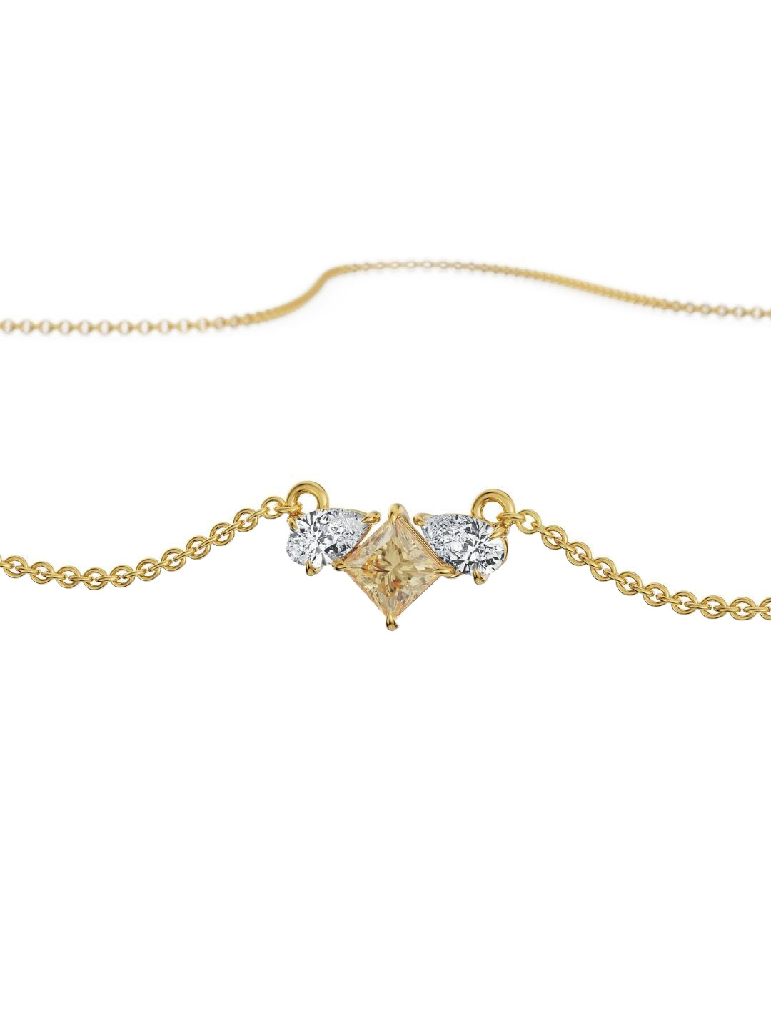 Emori Pear Square Lab Diamond Necklace in 18KT Gold