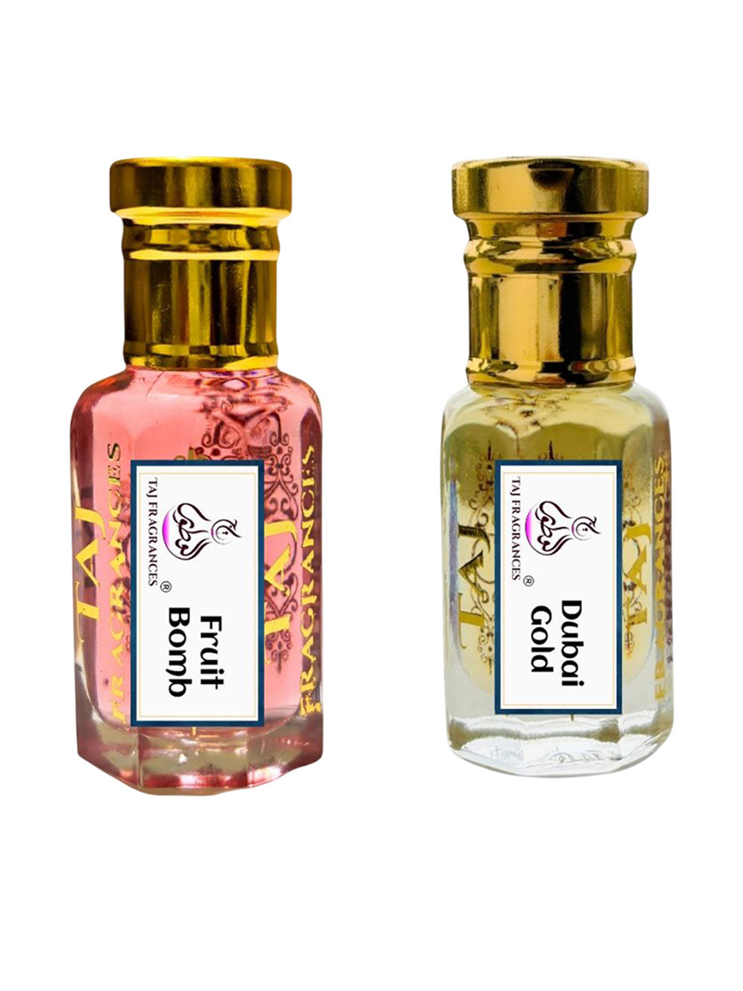Taj Fragrances Set Of 2 Fruit Bomb & Dubai Gold Natural Alcohol Free Attar - 6 ml Each