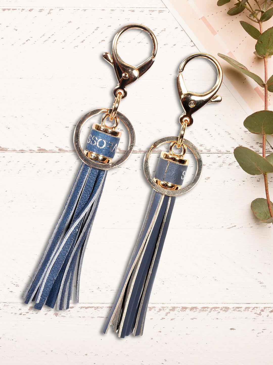 Sassora Set Of 2 Leather Tassel Design Key Chain