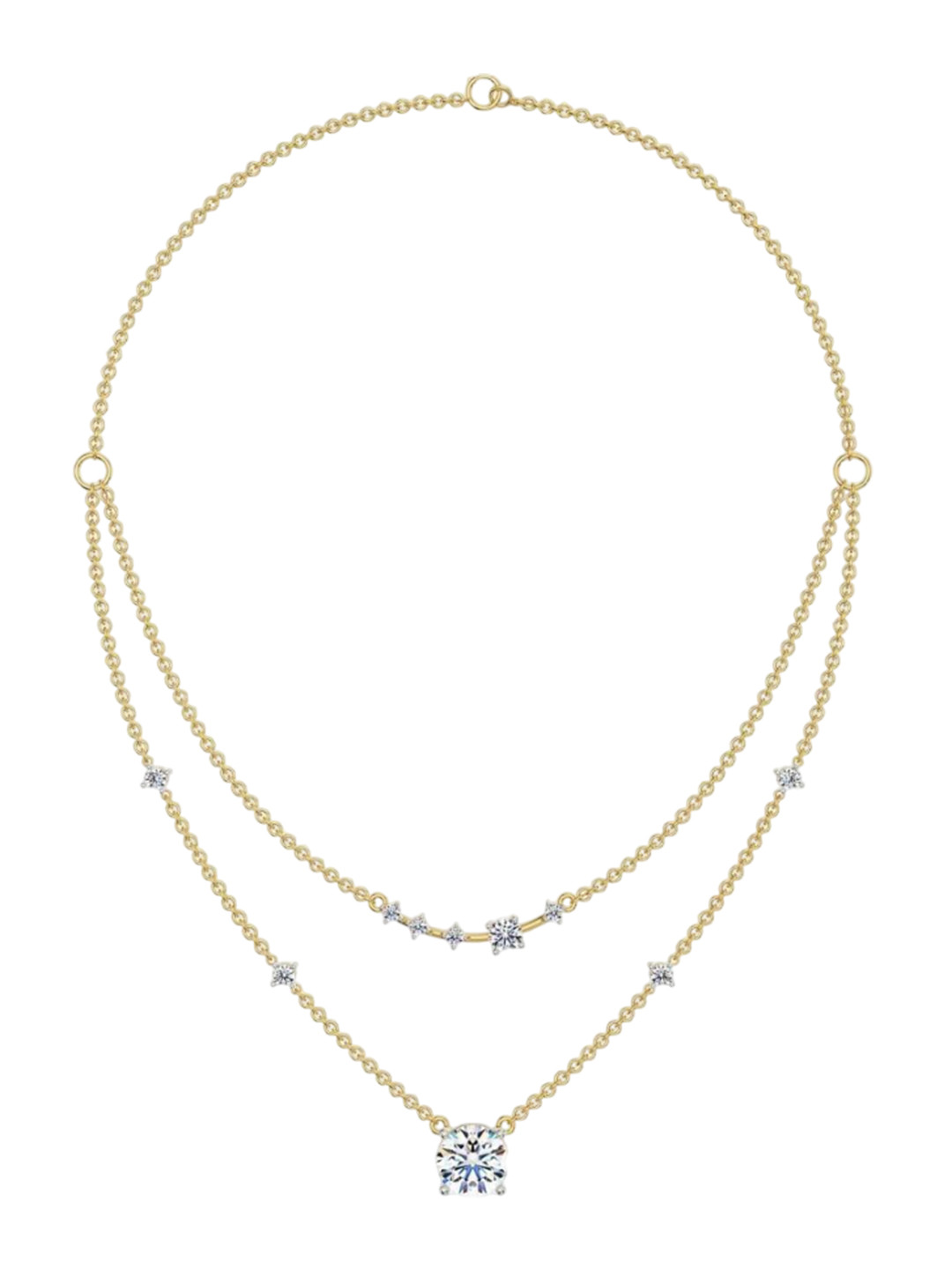 Emori Two Layered Solitaire Lab Diamond Necklace in 18KT Gold