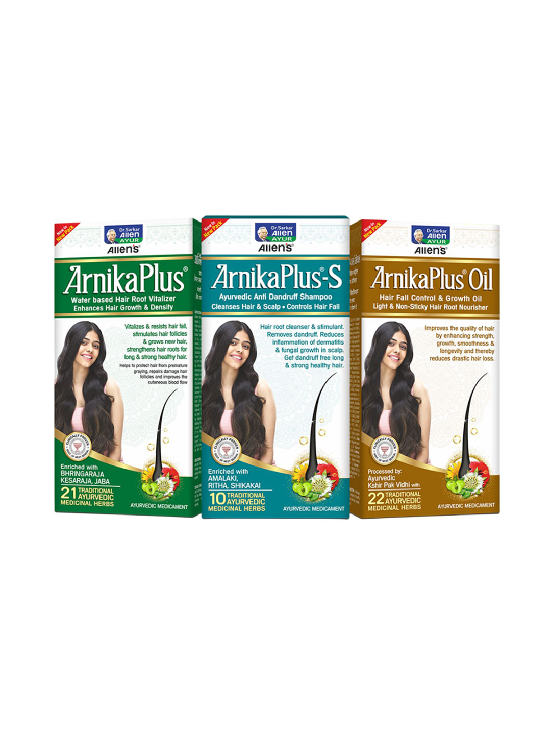 ALLEN ArnicaPlus Set Of 3 Ayurvedic Anti Dandruff Vitalizer Shampoo & Hair Oil 100 ml Each