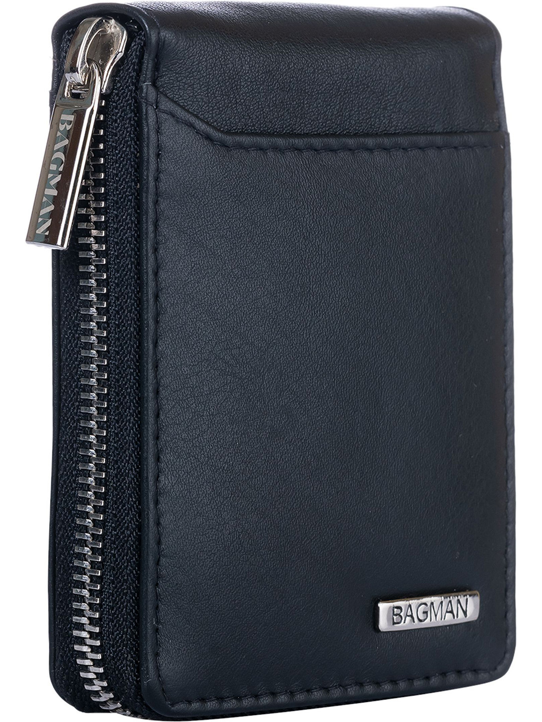 BAGMAN Men Zip Detail Leather Zip Around Wallet